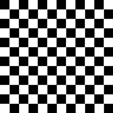 Satranç tahtası deseni. Tek renkli desen. Siyah ve beyaz kareler tekrarlanan desenler. Simetrik desen