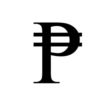 Filipin pezosu simgesi beyaz arkaplanda izole edilmiş. Para birimi resmi çizimi. Pezo simgesi