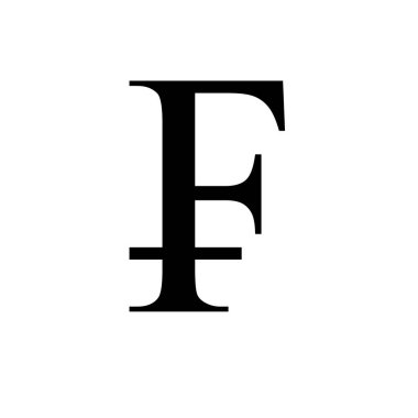 Beyaz arka planda izole edilmiş Fransız frangı simgesi. Fransız frangı işareti. Fransız frangı Pictogram imzaladı. Para birimi sembolü Para sembolü