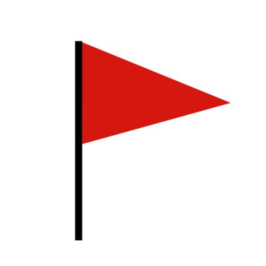 Beyaz arkaplanda kırmızı bayrak simgesi izole edildi. Yer belirleyici işareti. Kırmızı bayrak illüstrasyonu