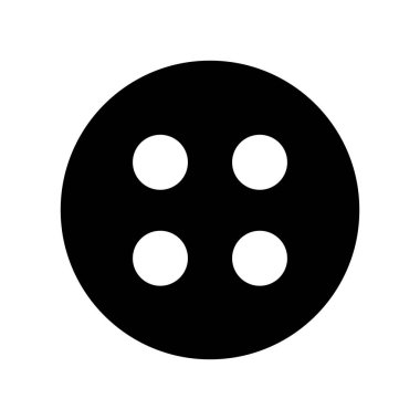 Giysi simgesi çizimi için düğme beyaz arkaplanda izole edildi. Moda ve dikiş işi. Siyah resimtogram