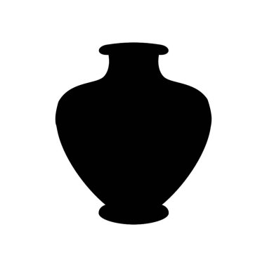 Vazo simgesi beyaz arkaplanda izole edildi. Siyah vazo çizimi. Çömlek vazosu. Ev İç Dekorasyonu. Yunanistan vazosu