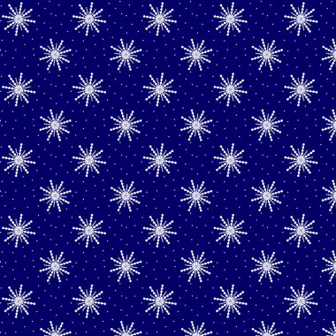 Kar taneleri deseni. Noel deseni. Kış tasarımı Tekrarlanan şablon. Koyu mavi arkaplanda kar taneleri