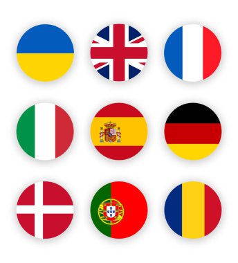 Dünya ülkelerinin ulusal bayrakları. Bayraklar resimleme seti