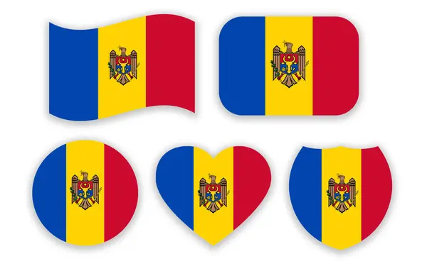 Moldova ulusal bayrağı. Farklı şekillerde ayarlayın: dalga, çember, kalp, kalkan şekli 