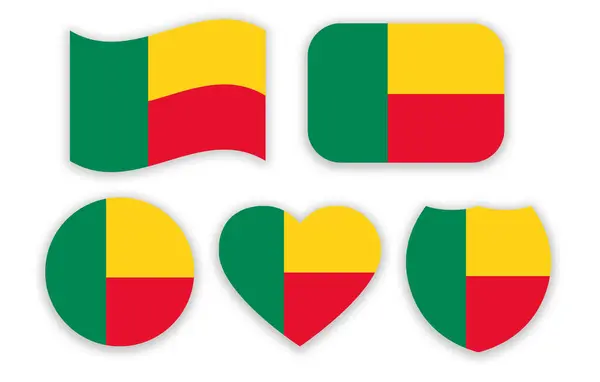 Benin ulusal bayrağı. Farklı şekillerde ayarlayın: dalga, çember, kalp, kalkan şekli 