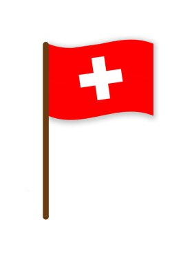 Beyaz arka planda izole edilmiş İsviçre bayrağı. Pankart. Görüntü