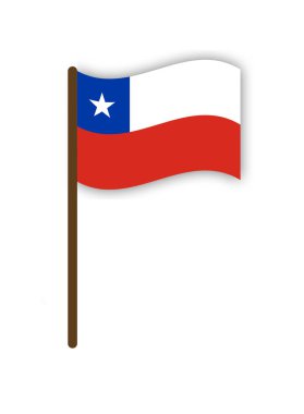 Beyaz arka planda izole edilmiş Şili bayrağı. Pankart. Görüntü