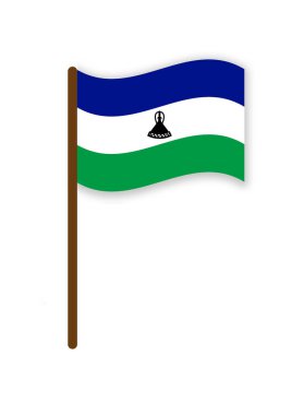 Lesotho ulusal bayrağı beyaz arka planda izole edildi. Pankart. Görüntü