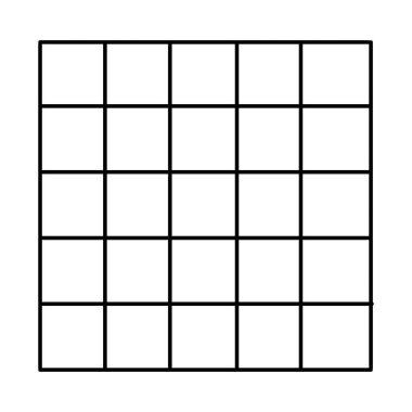 Not yazmak ya da planlamak için basit bir masa. Beyaz arkaplanda 5 x 5 tablo çizelgesi izole edildi