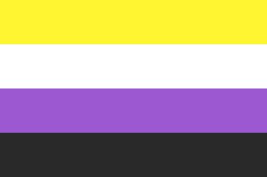 Düz Minimalist Cinsiyet Tanımlama Tasarımı ve LGBTQ + Temsili İkili Onur Olmayan Bayrak Sembolü. Görüntü