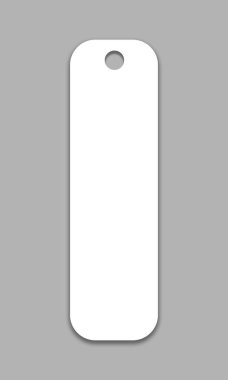 Yuvarlak Köşeli Boş Beyaz Yer İmi Şablonu ve Gri Arkaplanda Özel Tasarım Deliği. Görüntü