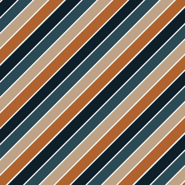 Dünya tonlarıyla çapraz çizgili desen. Retro Style Geometrik Arkaplan Kahverengi, Bej ve Koyu Mavi. Görüntü