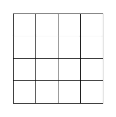 Organizasyon için Boş Kareler ile Asgari Izgara Planlayıcı Şablonu. 4 'e 4. Resim beyaza izole edildi