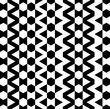 Geometric Black and White Pattern with Triangles and Zigzags for Backgrounds and Textiles. Illustration clipart