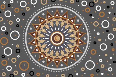 Intricate Mandala Design with Geometric and Circular Patterns in Earth Tones on Dark Background. Artwork. Illustration clipart