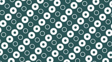 Modern Minimalist Biçimli Siyah Yeşil Arkaplanda Beyaz Çemberli Soyut Geometrik Desen