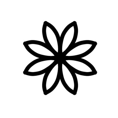 Siyah Çizgili Sekiz Yapraklı Soyut Çiçek Geometrik Sembolü