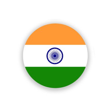 Hindistan ulusal bayrağı beyaza izole edilmiş bir şekilde daire şeklinde. Görüntü