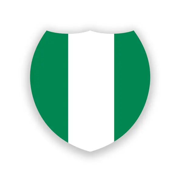 Nigeria national flag in a shape of a shield isolated on white. Illustration