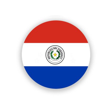 Paraguay ulusal bayrağı beyaza izole edilmiş daire şeklinde. Görüntü
