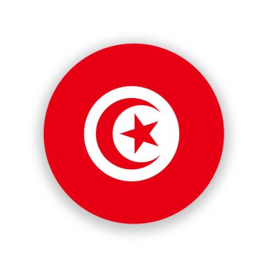 Tunus ulusal bayrağı beyaza izole edilmiş daire şeklinde. Görüntü