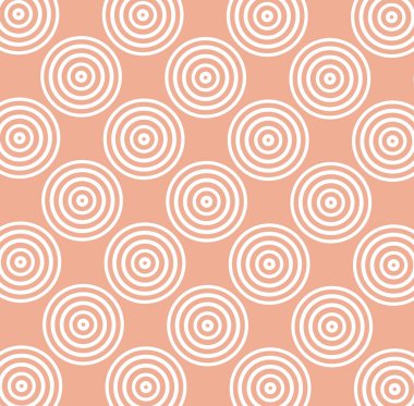 Dekorasyon için şeftali rengi ve beyaz geometrik soyut arkaplan içindeki Retro eşmerkezli daireler deseni