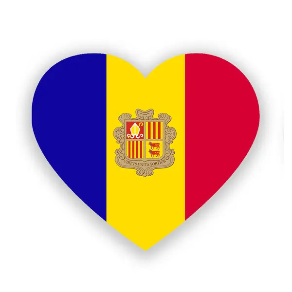 Beyaz kalp şeklinde Andorra ulusal bayrağı. Görüntü