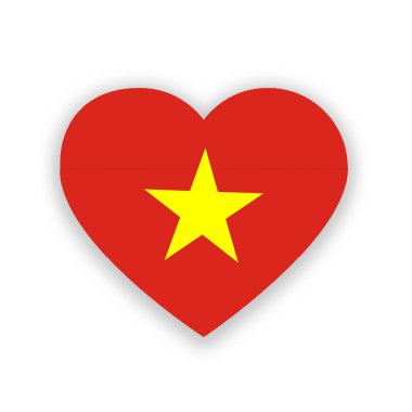 Vietnam ulusal bayrağı, kalp şeklinde, beyazın üzerinde izole. Görüntü