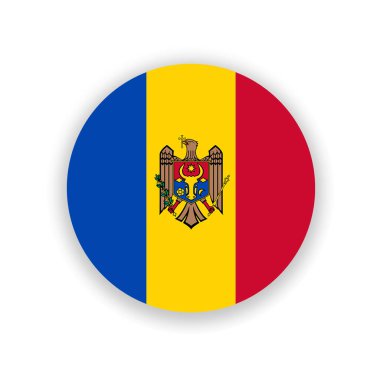 Çemberdeki Moldova ulusal bayrağı beyaza izole edildi. Görüntü