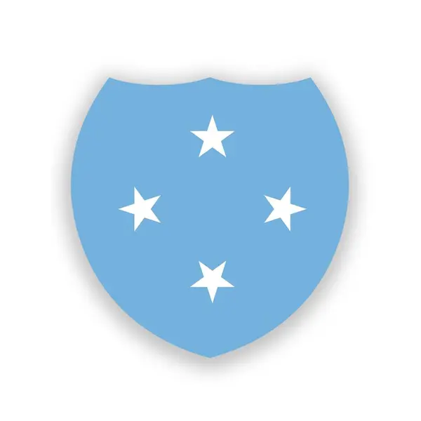 Beyaz üzerine izole edilmiş bir kalkan şeklinde mikronezya ulusal bayrağı. Görüntü