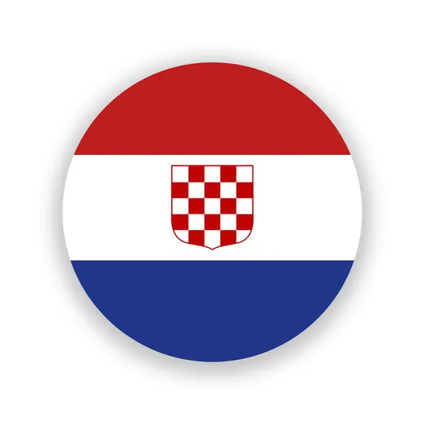 Hırvatistan ulusal bayrağı beyaza izole edilmiş bir şekilde daire şeklinde. Görüntü