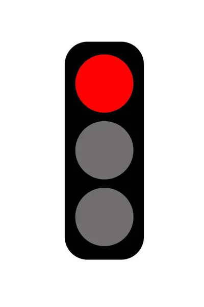 Beyaz arkaplanda trafik ışığı simgesi izole edildi. Kırmızı ışık gösteren trafik ışığı çizimi. Renkli trafik ışığı işareti.