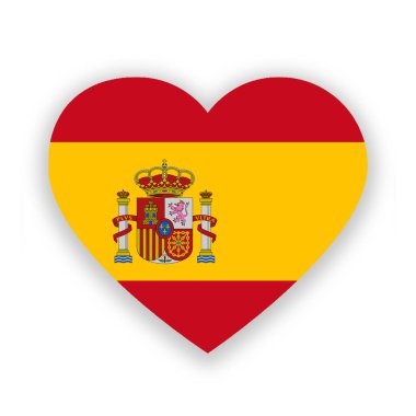 Beyaz, kalp şeklinde İspanyol ulusal bayrağı. İllüzyon. İspanya Bayrağı