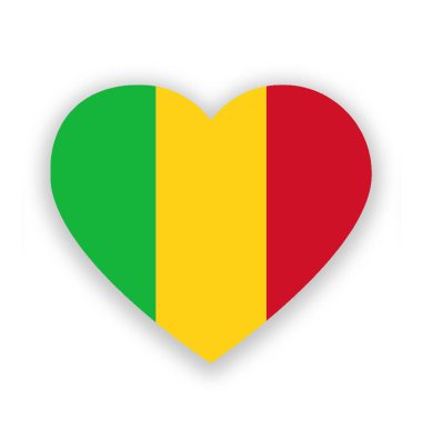 Beyaz, kalp şeklinde Mali ulusal bayrağını izole etti. Görüntü