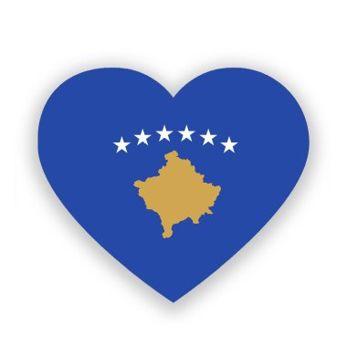 Kosova ulusal bayrağı beyaza izole edilmiş, kalp şeklinde. Görüntü