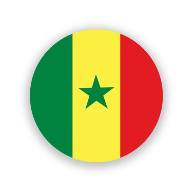 Senegal ulusal bayrağı beyaza izole edilmiş daire şeklinde. Görüntü