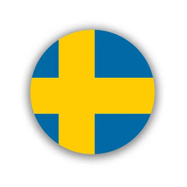 İsveç ulusal bayrağı beyaza izole edilmiş bir şekilde daire şeklinde. İllüzyon. İsveç Bayrağı