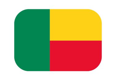Benin yuvarlak dikdörtgen bayrak simgesi ve beyaz arkaplanda gölgesi var. Görüntü