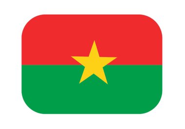 Beyaz arka planda gölgesi olan Burkina Faso yuvarlak dikdörtgen bayrak simgesi. Görüntü