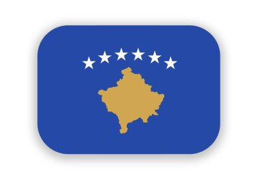 Kosova, beyaz arka planda gölgesi olan yuvarlak dikdörtgen bayrak ikonu. Görüntü