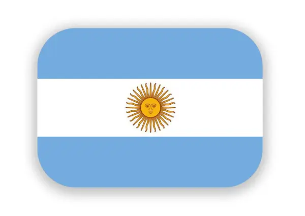 Arjantin yuvarlak dikdörtgen bayrak ikonu. Beyaz arka planda gölgesi var. Görüntü