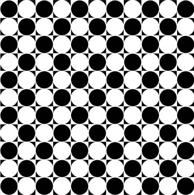 Tekrarlayan Geometrik Motifli Siyah ve Beyaz Çemberlerin Yüksek Kontrastlı Optik İllüzyon Düzeni