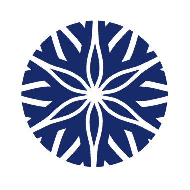 Koyu Mavi Çiçek Dekoratif Çemberi, Beyaz Sekiz Yapraklı Çiçek Motifi ve Yapay Yapraklar. İllüzyon. Beyazda izole edilmiş