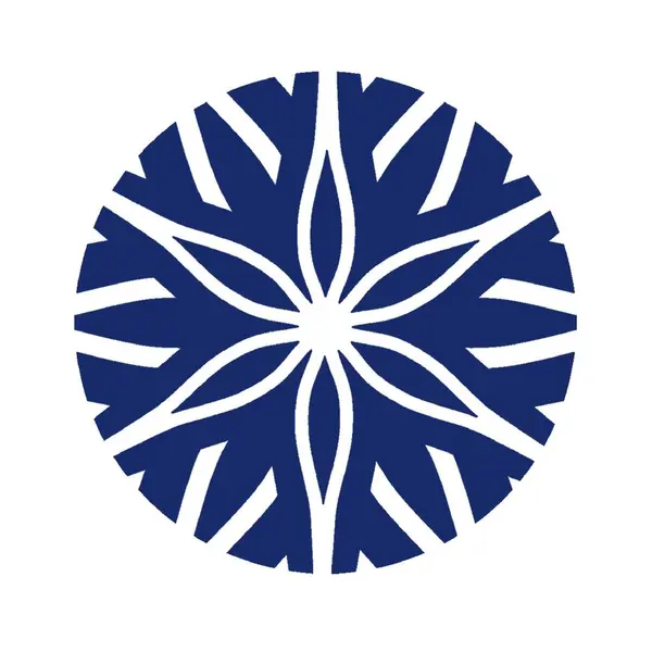 Koyu Mavi Çiçek Dekoratif Çemberi, Beyaz Sekiz Yapraklı Çiçek Motifi ve Yapay Yapraklar. İllüzyon. Beyazda izole edilmiş