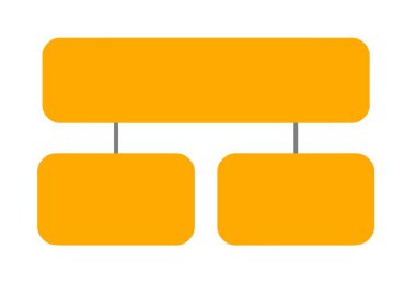 Beyaz Arkaplanda Üç Yuvarlak Kutulu Boş Turuncu Hiyerarşi Akış Şablonu. İllüzyon. İzole edilmiş