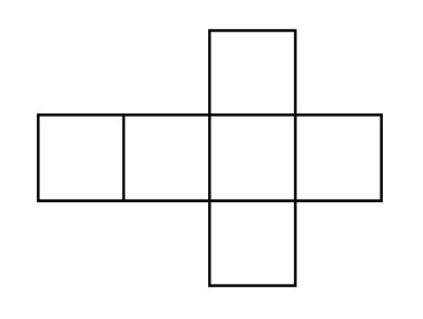 Eğitim ve Matematik Küpü 'nün Düz Geometrik Şablonu. Bir Karton Kutuyu Kesmek ve Katlamak için Yazdırılabilir Küp Ağı Şablonu veya Eğitim ve İşlem Projelerinde Kağıt Küpü