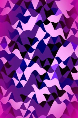 Violet 'te soyut eğri dalga deseni, Geometrik simetri ve Gradyan Arkaplan ile Pembe ve Siyah Gölgeler. Görüntü