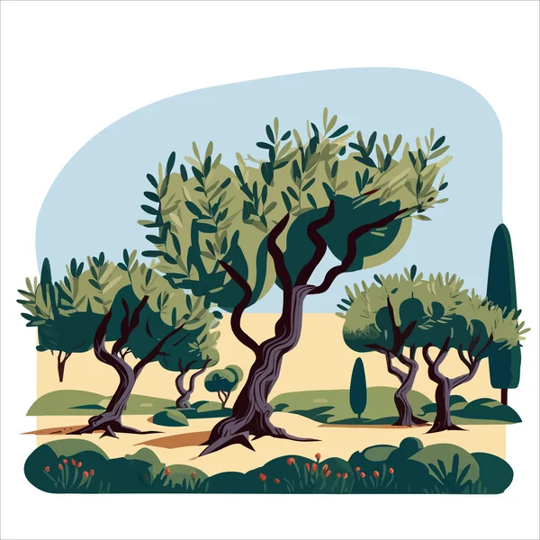 Die Landschaft Der Toskana Italien Vektorillustration Flachen Stil — Stockvektor