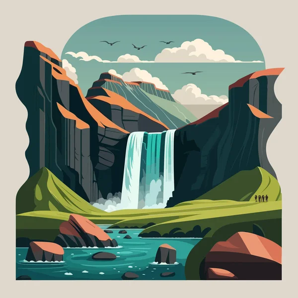 Beau Paysage Islande Illustration Vectorielle — Image vectorielle